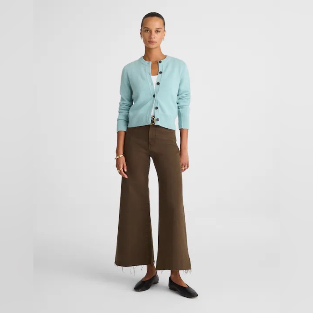 NWT Madewell Flared Wide-Leg Crop Jeans in Dark Mocha Size 23